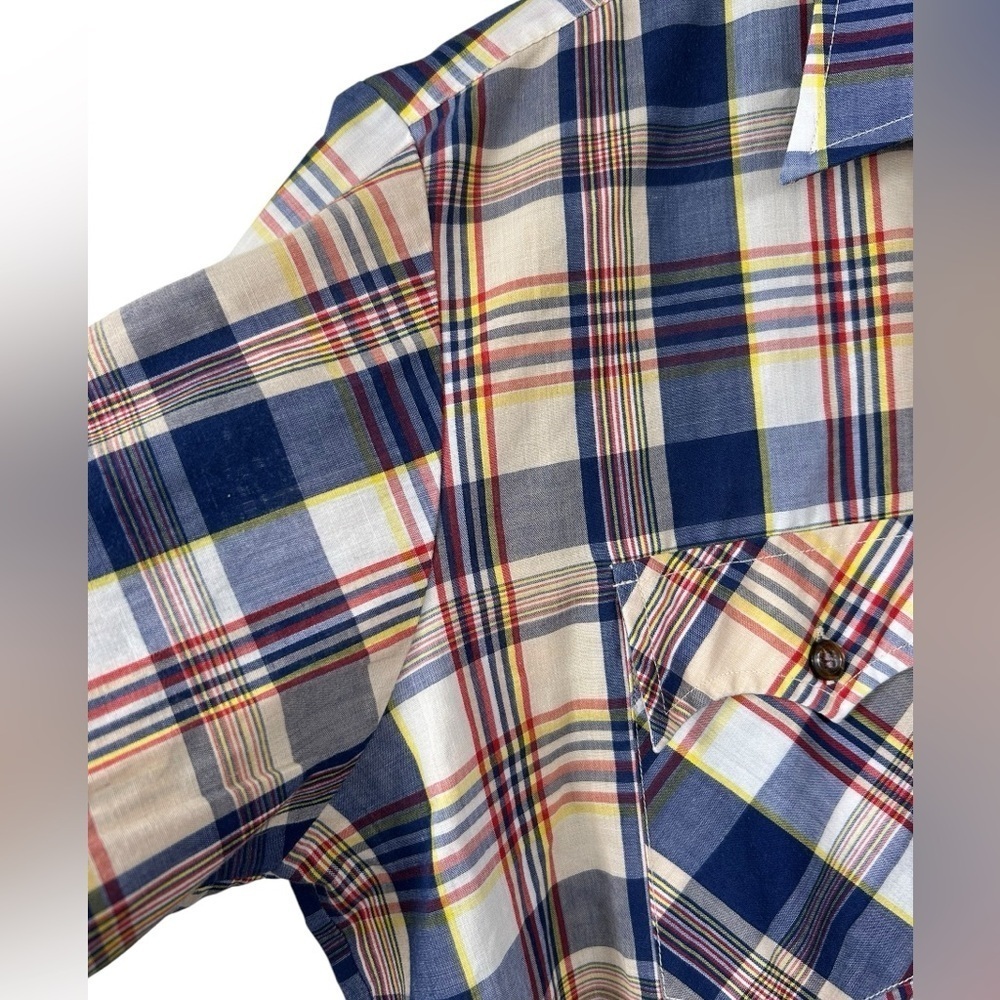 Vintage Western Shirt, L-XL, plaid, lightweight poly-cotton Cowboy Rodeo Country - Picture 6 of 7